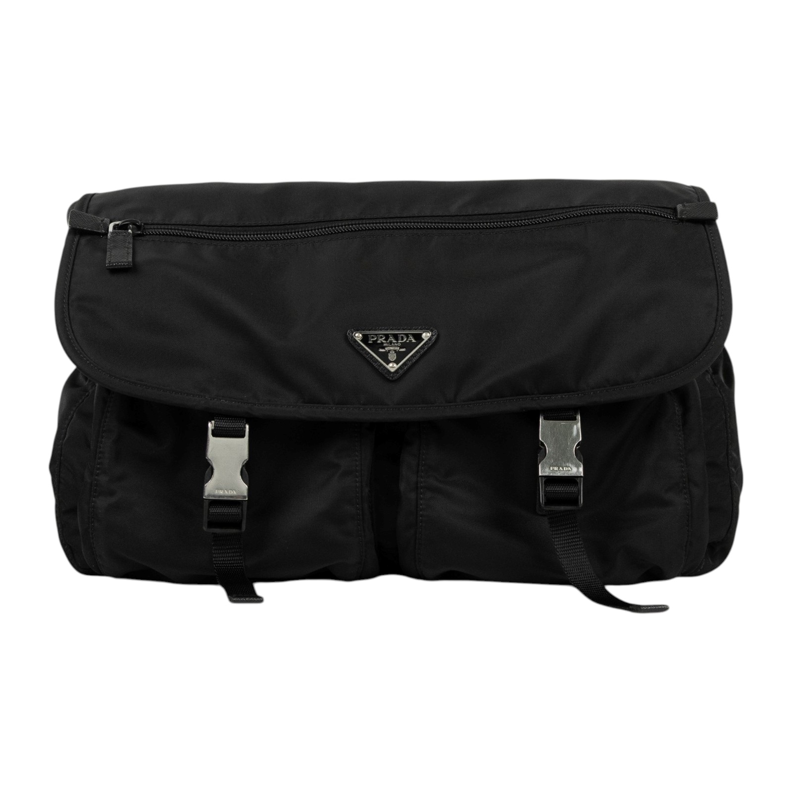 普拉達 PRADA Tessuto Nylon 郵差包 肩背包 斜背包 1BD738_V44 黑尼龍郵差包 無附屬品