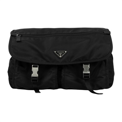 普拉達 PRADA Tessuto Nylon 郵差包 肩背包 斜背包 1BD738_V44 黑尼龍郵差包 無附屬品