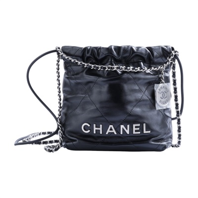 香奈兒 CHANEL 22 迷你 束口包 AS3980 晶片款 黑銀22包 MINI 無附屬品