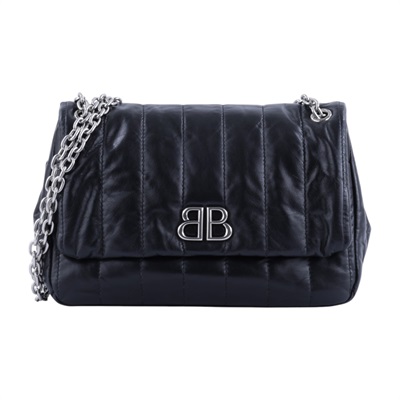 巴黎世家 BALENCIAGA Monaco Mini 摺疊 鍊帶包 7816722AASE 黑銀MONACO翻蓋鍊包 防塵袋