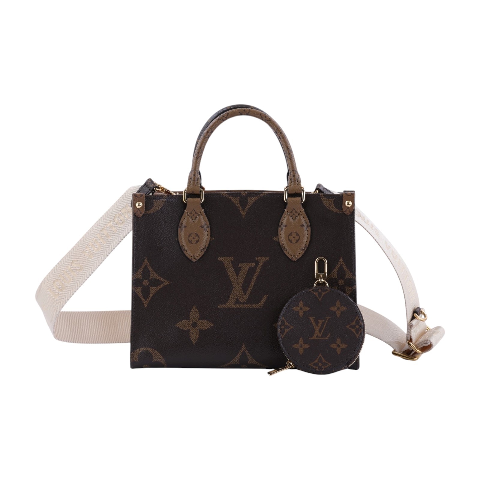 路易威登 LOUIS VUITTON OnTheGo PM 雙色帆布 手提 斜背包 M46373 晶片款 原花ON THE GO PM 防塵袋/內袋/背帶