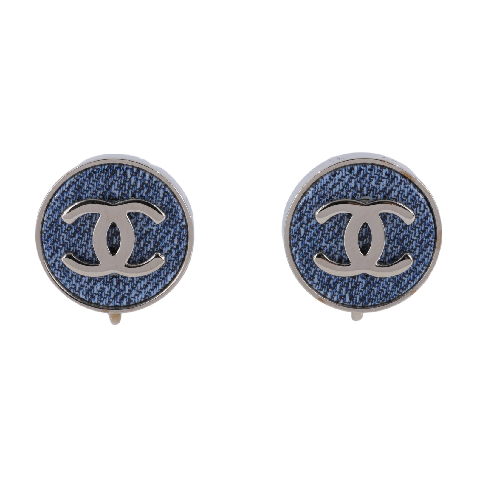 香奈兒 CHANEL CC LOGO 耳環 耳釘 ABG747 B22934B26 C 金色雙C底牛仔藍夾式耳環 原廠盒子/內襯