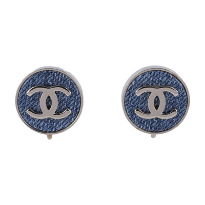 香奈兒 CHANEL CC LOGO 耳環 耳釘 ABG747 B22934B26 C 金色雙C底牛仔藍夾式耳環 原廠盒子/內襯