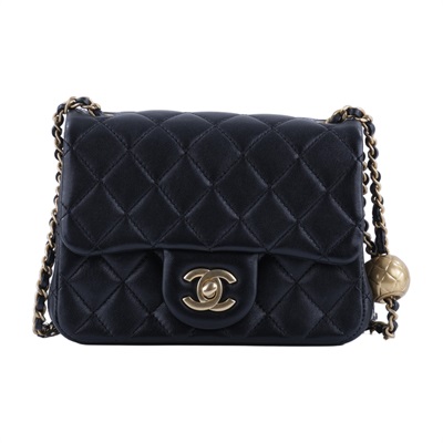 香奈兒 CHANEL Coco 20  肩背 斜背 迷你 口蓋包 AS1786 晶片款 黑羊金球方胖 防塵袋