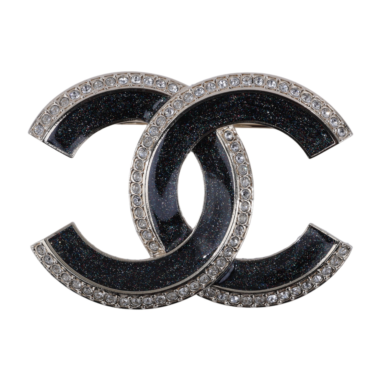香奈兒 CHANEL CC LOGO 胸針 ABG400 B21903C25 B 黑炫彩水鑽大雙C胸針 原廠盒子/內襯