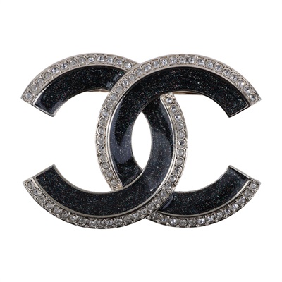香奈兒 CHANEL CC LOGO 胸針 ABG400 B21903C25 B 黑炫彩水鑽大雙C胸針 原廠盒子/內襯