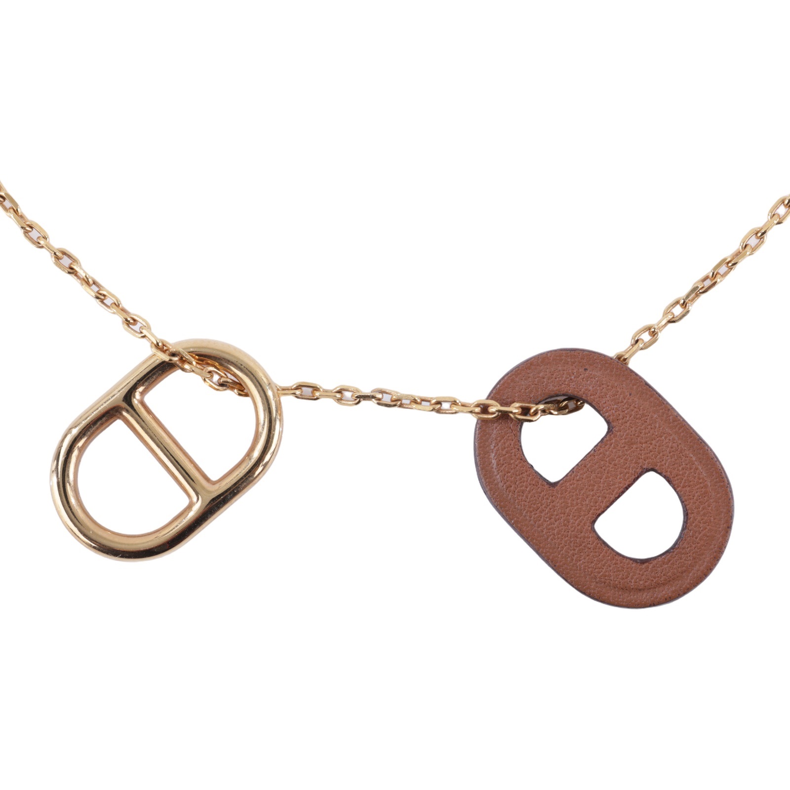 愛馬仕 Hermes OMaillon Chaine dAncre 吊墜 H079528CC18 JA 12 10 金棕OMAILLON豬鼻項鍊 原廠盒子