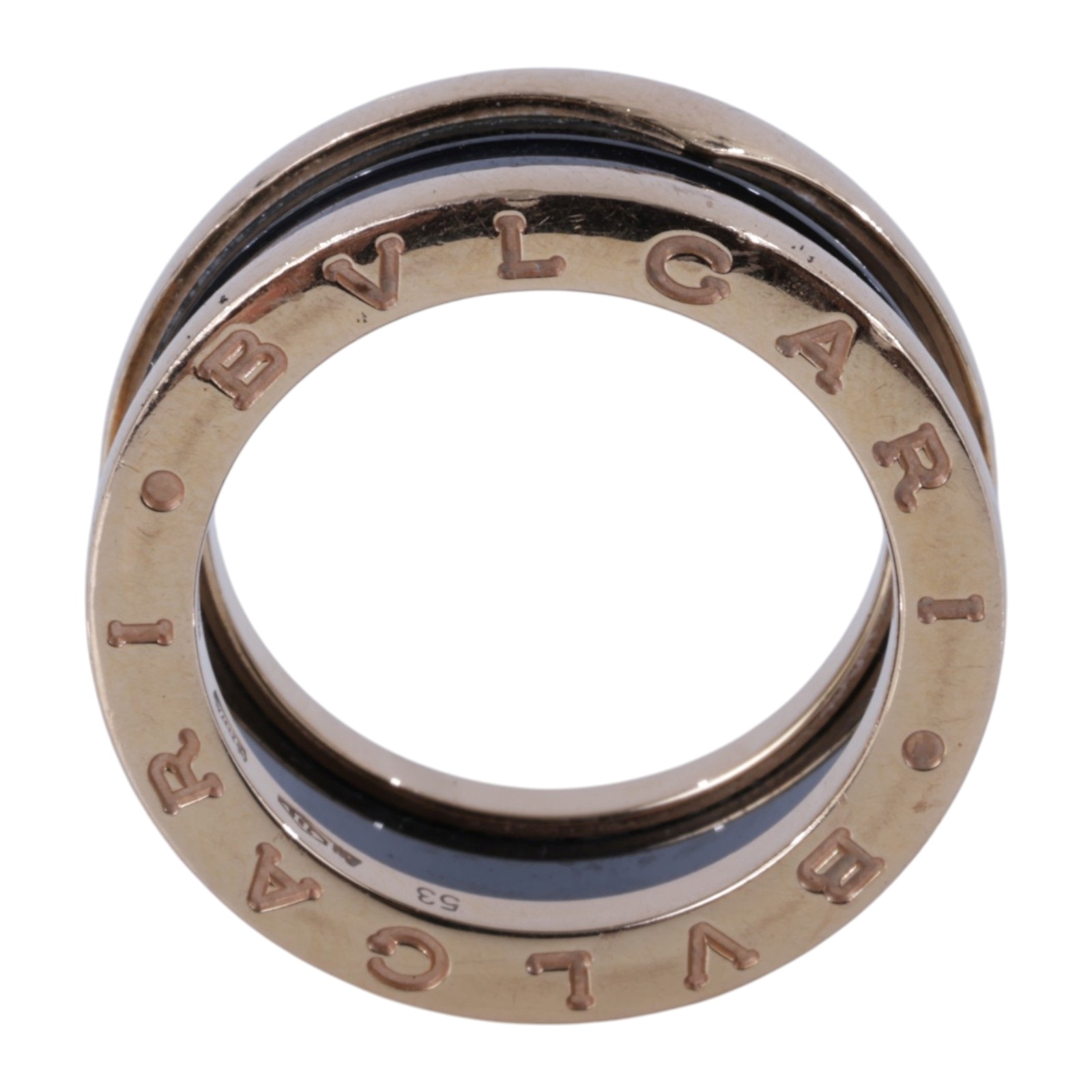 寶格麗 BVLGARI B.zero1 Ring 戒指 玫瑰金 347047 K18RG黑陶瓷B.ZERO1雙環戒指 原廠盒子/保書