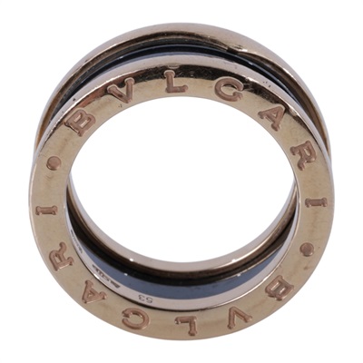寶格麗 BVLGARI B.zero1 Ring 戒指 玫瑰金 347047 K18RG黑陶瓷B.ZERO1雙環戒指 原廠盒子/保書