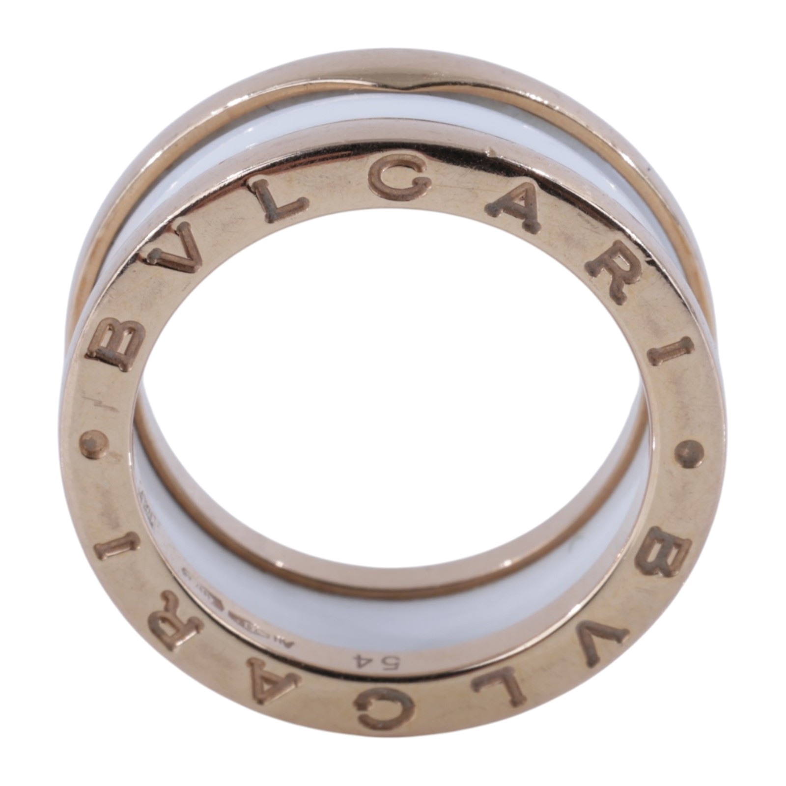 寶格麗 BVLGARI B.zero1 Ring 戒指 玫瑰金 347015 K18RG白陶瓷B.ZERO1雙環戒指 保書