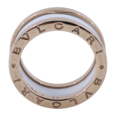 寶格麗 BVLGARI B.zero1 Ring 戒指 玫瑰金 347015 K18RG白陶瓷B.ZERO1雙環戒指 保書