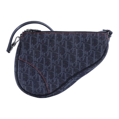 迪奧 CHRISTIAN DIOR Mini Saddle Bag 迷你 手提包 馬鞍包 腋下包  單寧緹花SADDLE腋下包 防塵袋