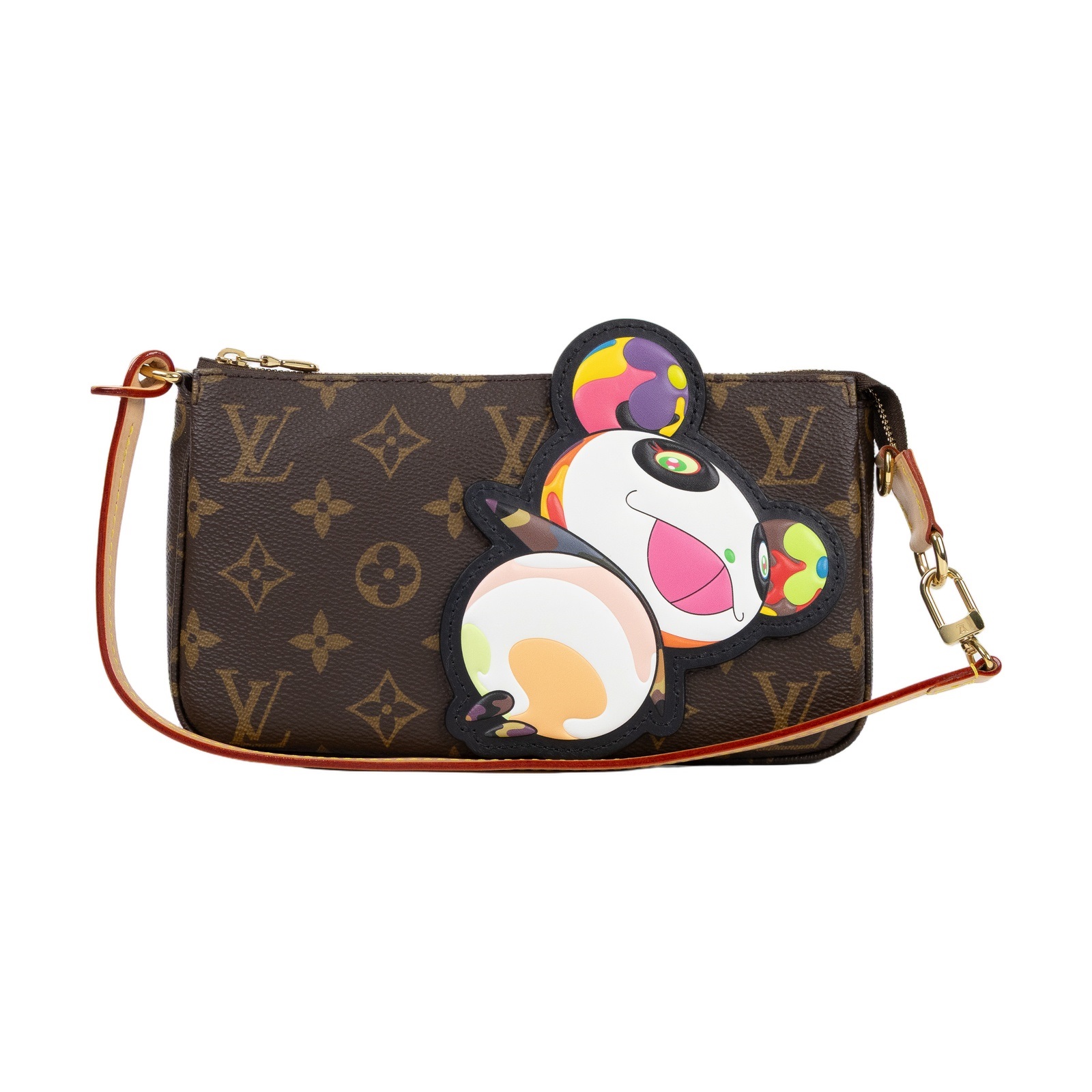 路易威登 LOUIS VUITTON 村上隆 麻將包 手提包 手拿包 Pochette Accessoires M13440 晶片款 村上隆娃娃麻將包 背帶2