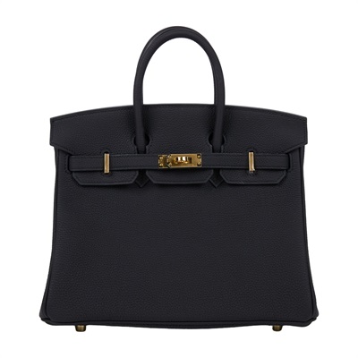 愛馬仕 Hermes Birkin Bag 柏金包 25 金色五金 黑色 H041344CC89 /  防塵袋/原廠盒子/鎖組/吊牌/購買證明/雨衣