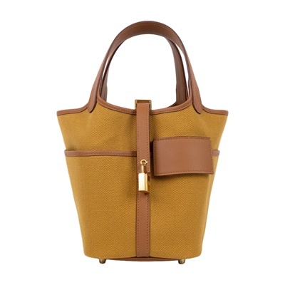 愛馬仕 Hermes Picotin Lock 18 菜籃子包 金色五金 沙黃色 金棕色 H083189CCBD /  防塵袋/原廠盒子/鎖組/購買證明