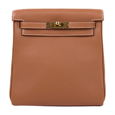 愛馬仕 Hermes Kelly Ado 後背包 金色五金 金棕色 H079015CC37 / Y刻 金棕KELLY ADO 防塵袋/原廠盒子/購買證明