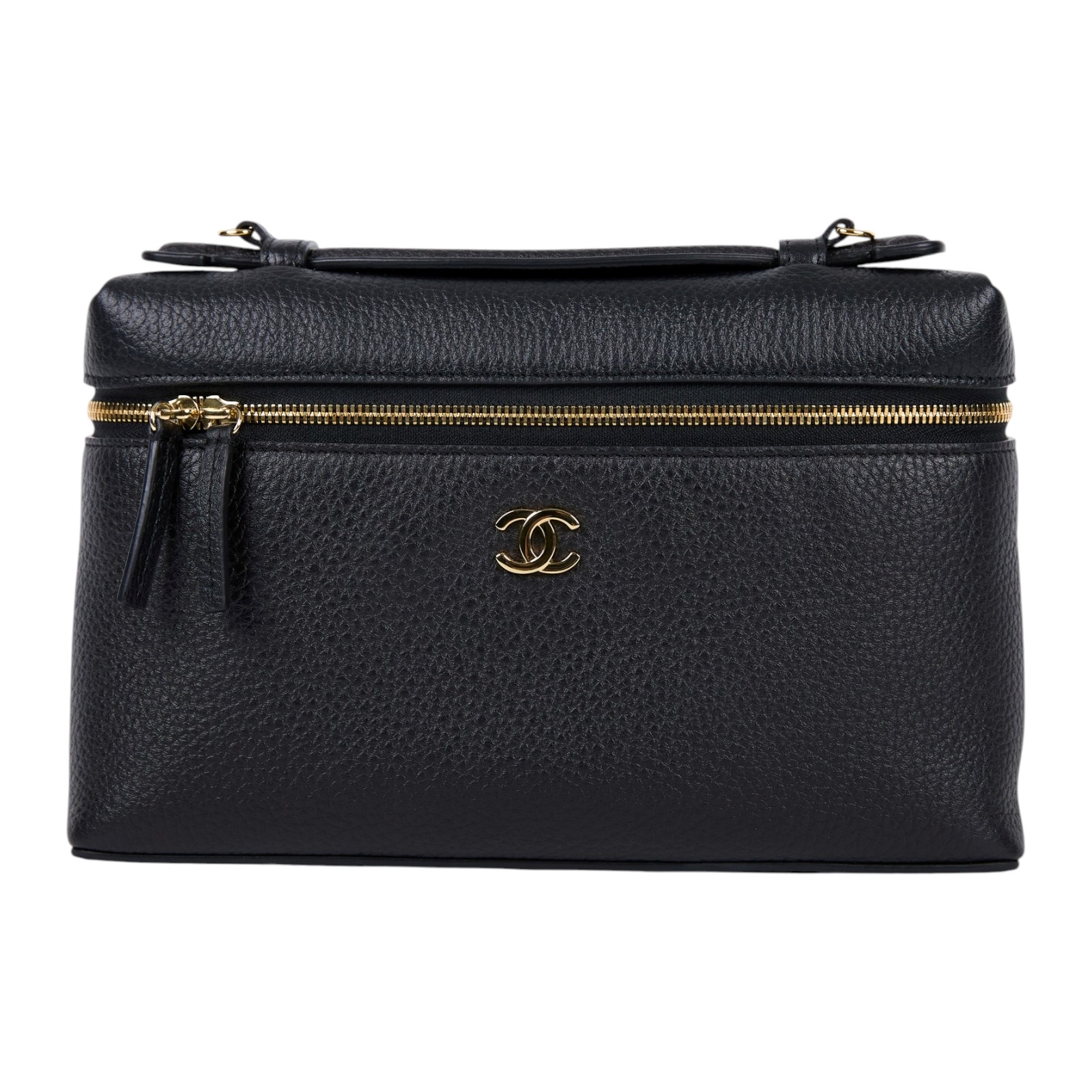 香奈兒 CHANEL Vanity with Chain 鍊帶 化妝包 大型 AP5347 晶片款 黑鏈帶化妝包 防塵袋/原廠盒子/背帶