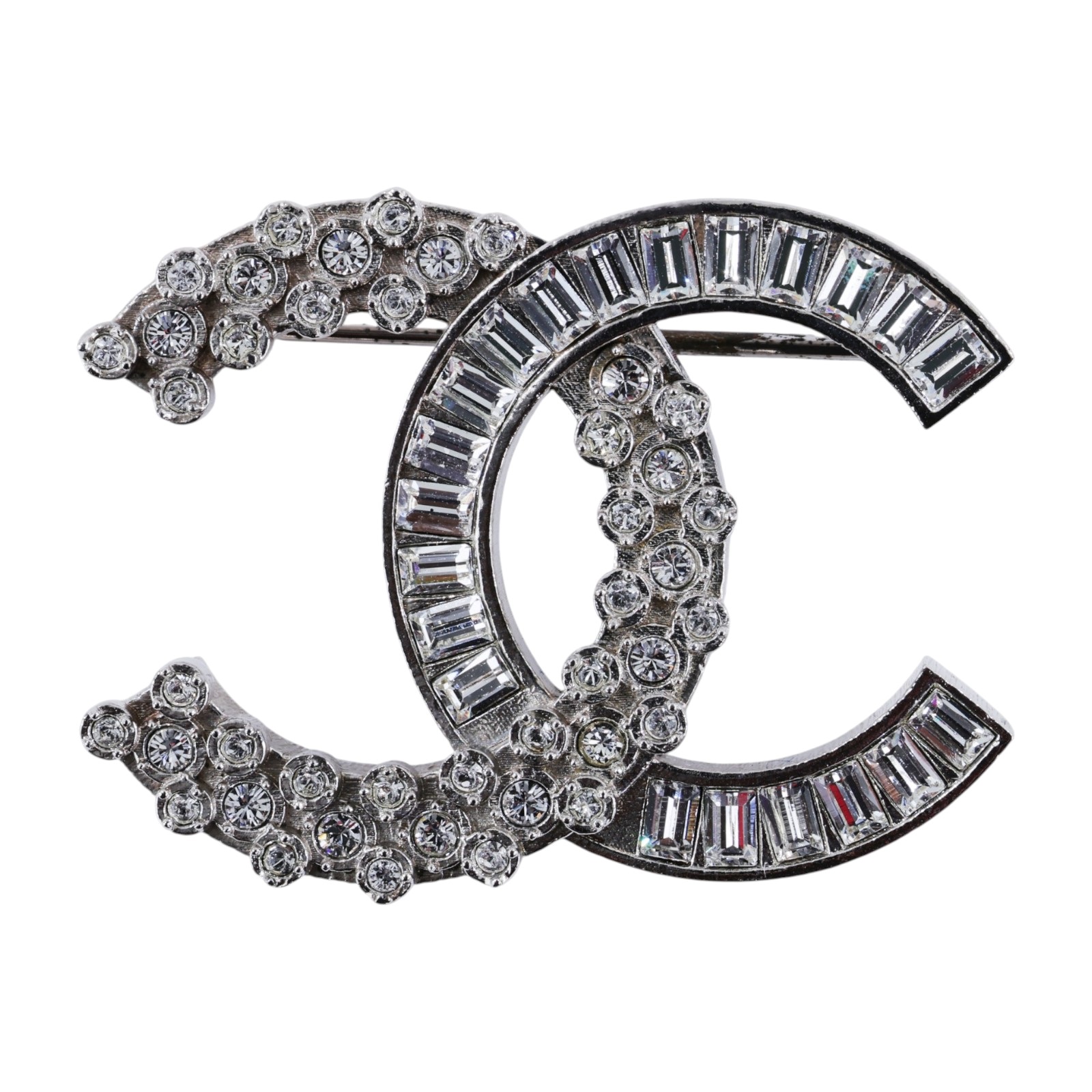 香奈兒 CHANEL CC Logo 胸針 配飾 B18P 銀水鑽雙C胸針 原廠盒子