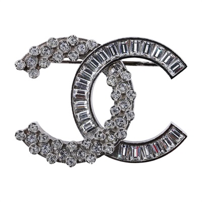 香奈兒 CHANEL CC Logo 胸針 配飾 B18P 銀水鑽雙C胸針 原廠盒子