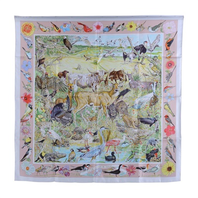 愛馬仕 Hermes Silk Carré 90 絲巾   動物園花園90 原廠盒子