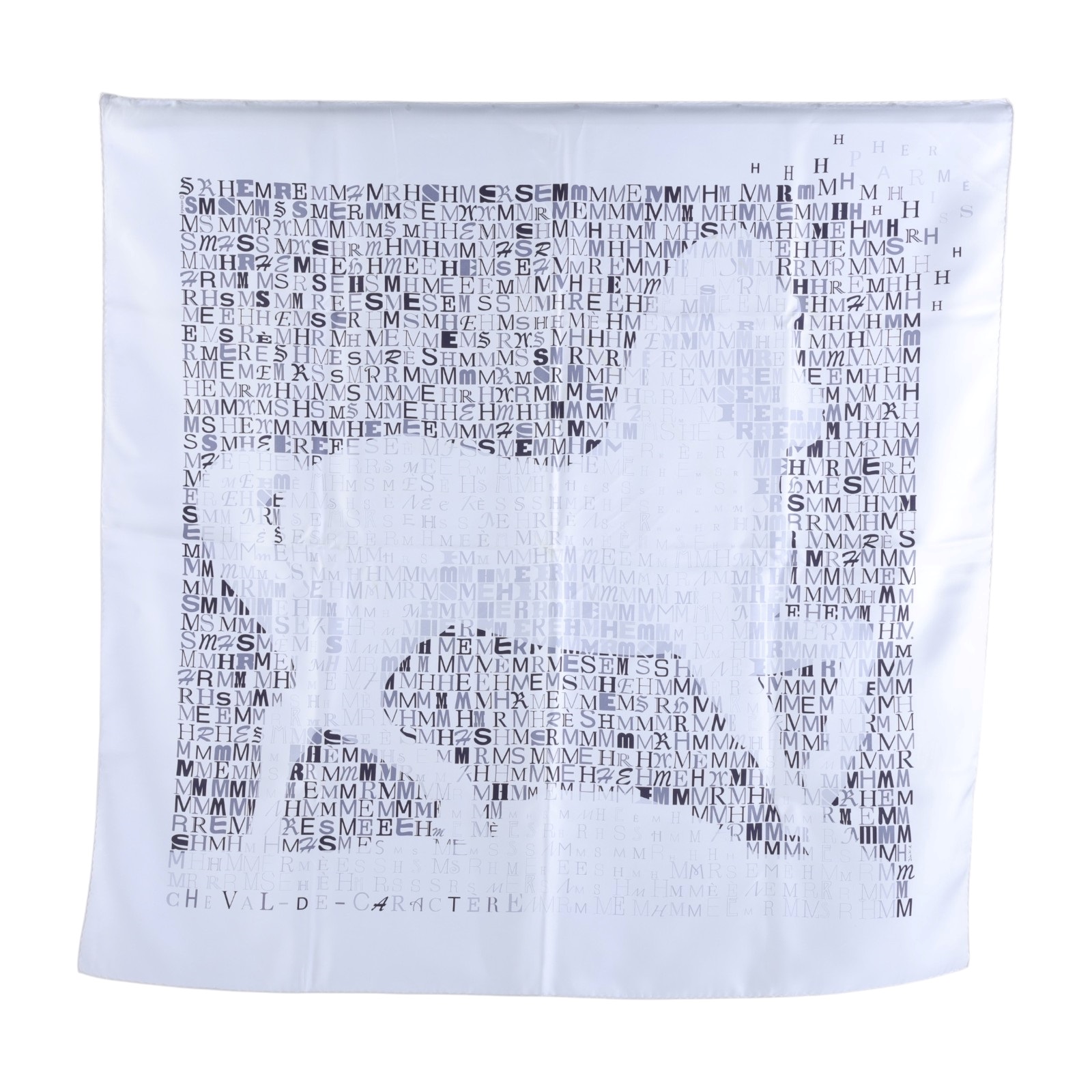 愛馬仕 Hermes Silk Carré 90 絲巾   黑白LOGO買賽克馬90 原廠盒子