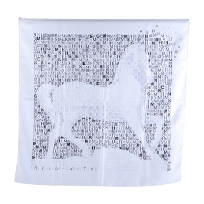 愛馬仕 Hermes Silk Carré 90 絲巾   黑白LOGO買賽克馬90 原廠盒子
