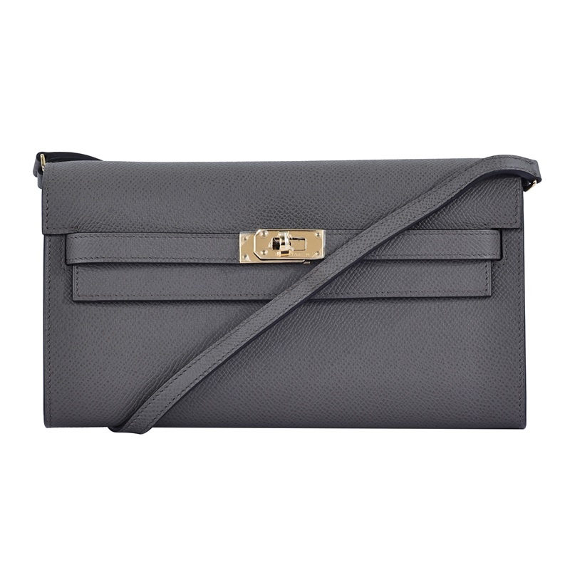 愛馬仕 Hermes Kelly to go 長夾肩背包 KLG W刻 錫器灰 KELLY TO GO 原廠盒子