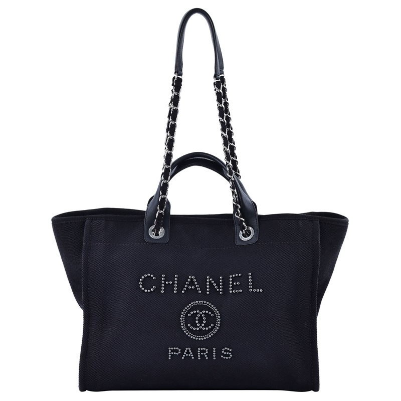 香奈兒 CHANEL 海灘包 超大型  29開 黑帆布Deauville 沙灘包 防塵袋/保證卡