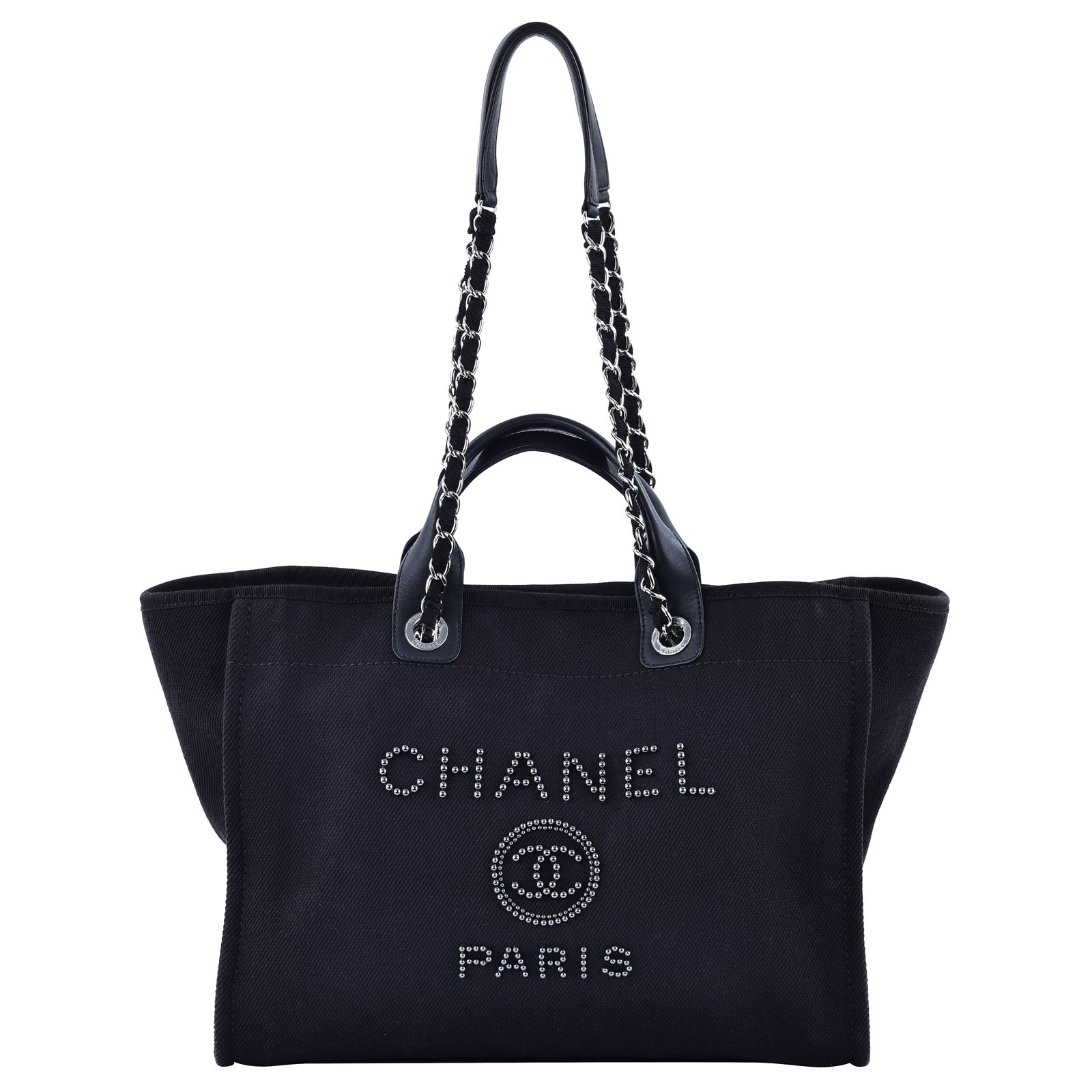 香奈兒 CHANEL 海灘包 超大型  29開 黑帆布Deauville 沙灘包 防塵袋/保證卡