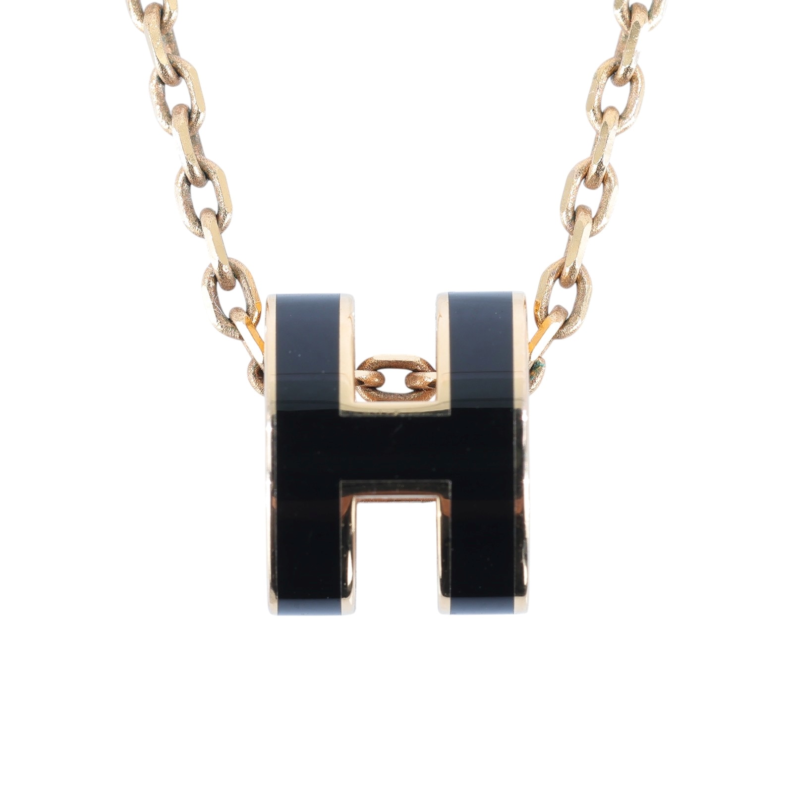 愛馬仕 Hermes Mini Pop H 墜飾 POPHPMINI GD 12 01 黑金MINI POP項鍊 原廠盒子/防塵袋