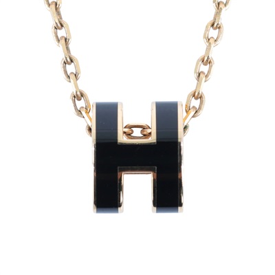 愛馬仕 Hermes Mini Pop H 墜飾 POPHPMINI GD 12 01 黑金MINI POP項鍊 原廠盒子/防塵袋