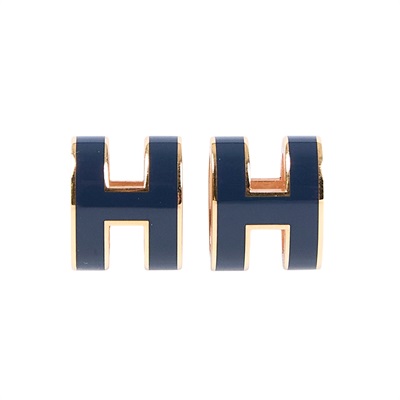 愛馬仕 Hermes Mini Pop H 耳釘 POPHE 藍色H 耳環 原廠盒子