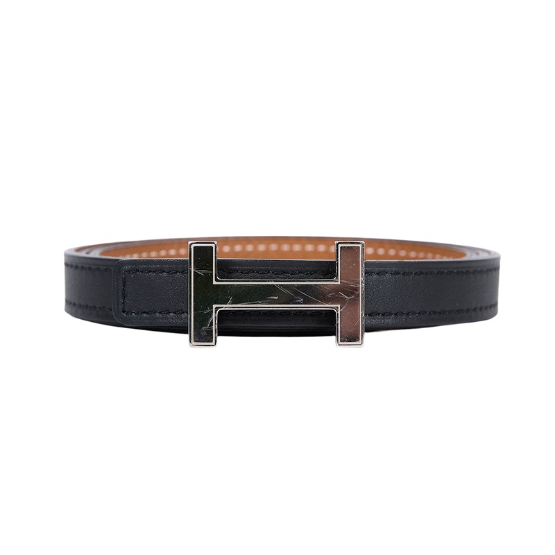 愛馬仕 Hermes H 皮帶釦 雙面皮腰帶 HBELT3275 黑細版皮帶 防塵袋