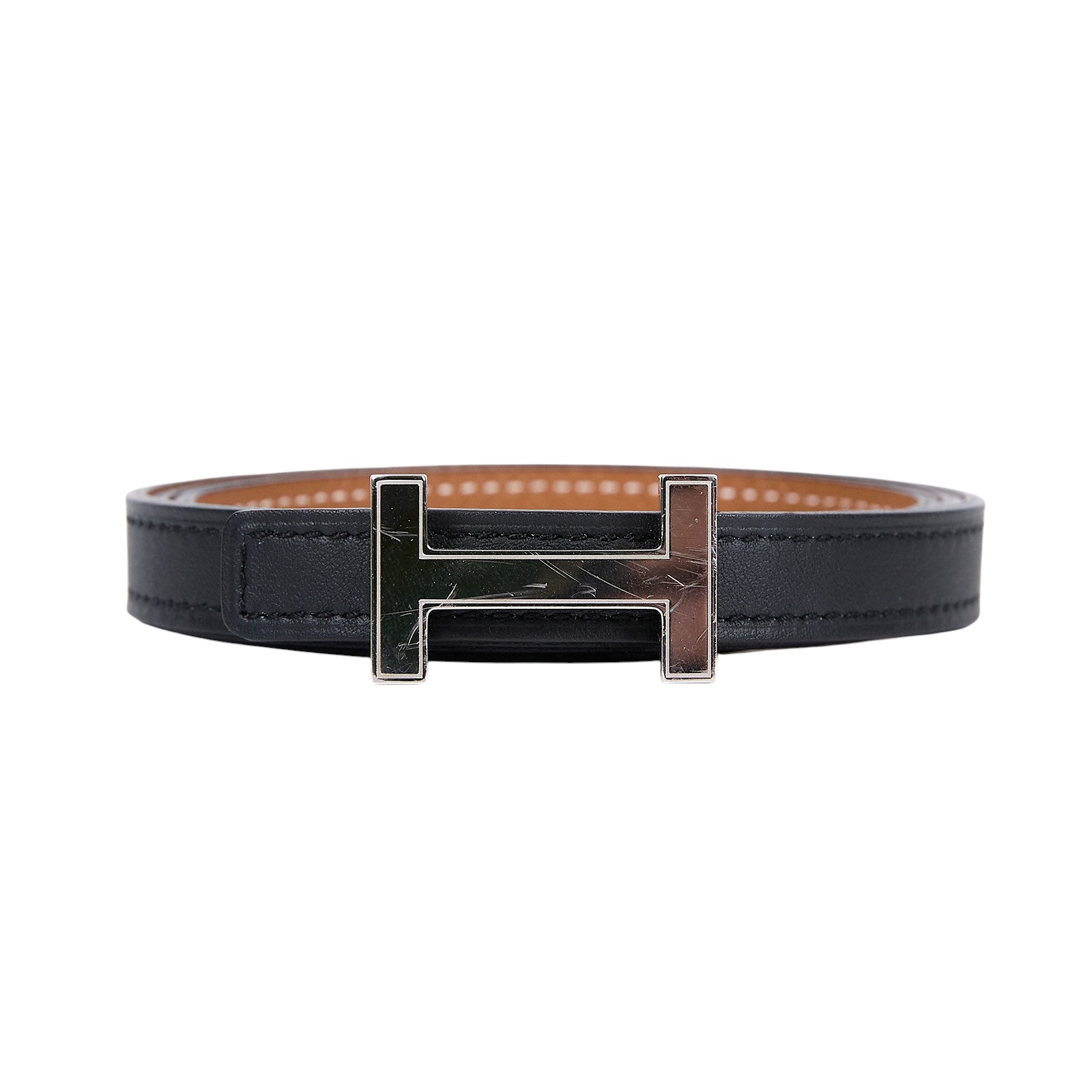 愛馬仕 Hermes H 皮帶釦 雙面皮腰帶 HBELT3275 黑細版皮帶 防塵袋