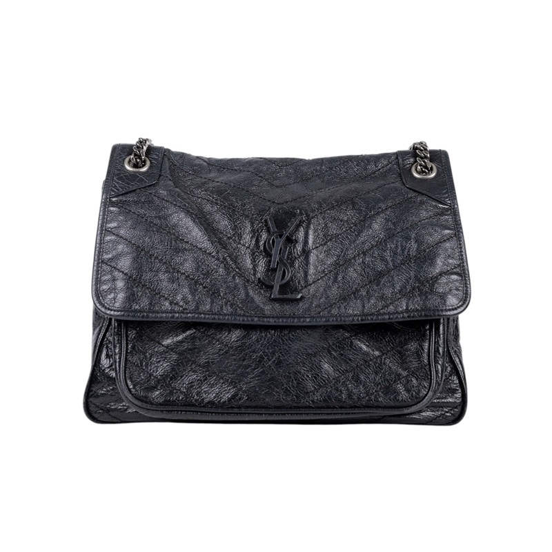 聖羅蘭 YSL SAINT LAURENT Niki 復古皮革 大型 手袋 肩背包 4988830EN04 黑NIKI 大款 防塵袋