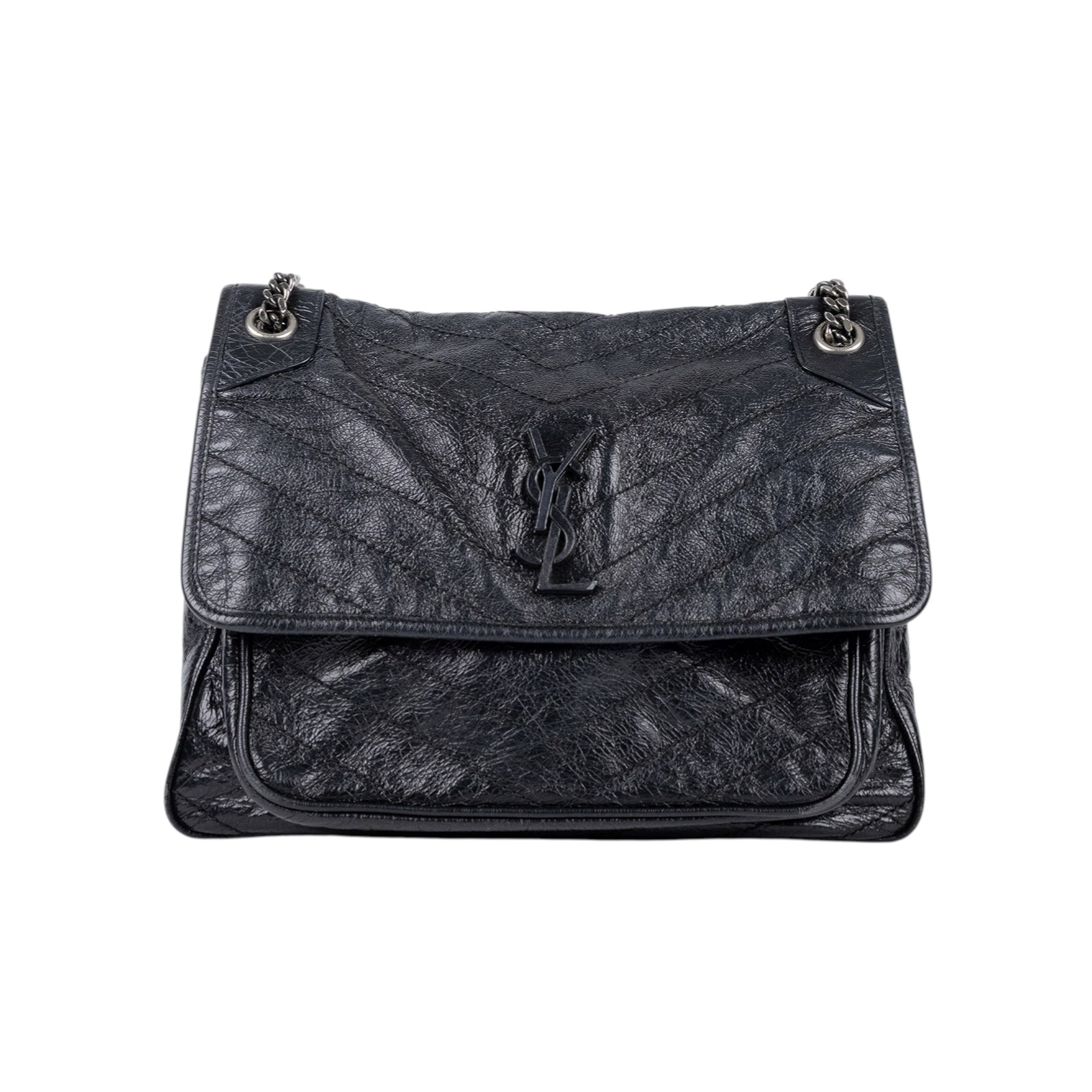 聖羅蘭 YSL SAINT LAURENT Niki 復古皮革 大型 手袋 肩背包 4988830EN04 黑NIKI 大款 防塵袋