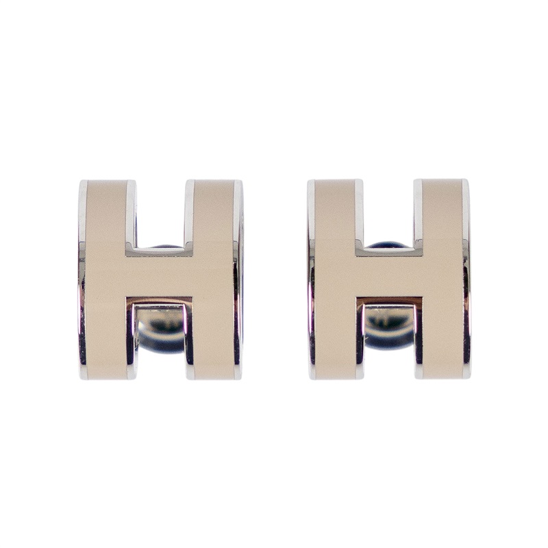 愛馬仕 Hermes Mini Pop H 耳釘 淺褐色 H608002FP55 灰褐色POP H MINI耳環 原廠盒子/防塵袋