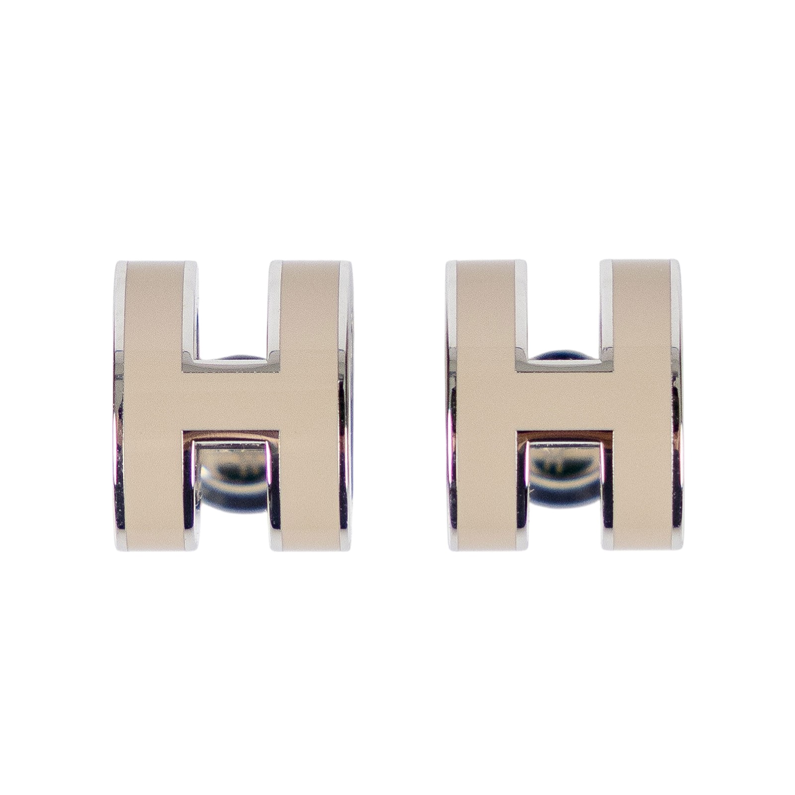 愛馬仕 Hermes Mini Pop H 耳釘 淺褐色 H608002FP55 灰褐色POP H MINI耳環 原廠盒子/防塵袋