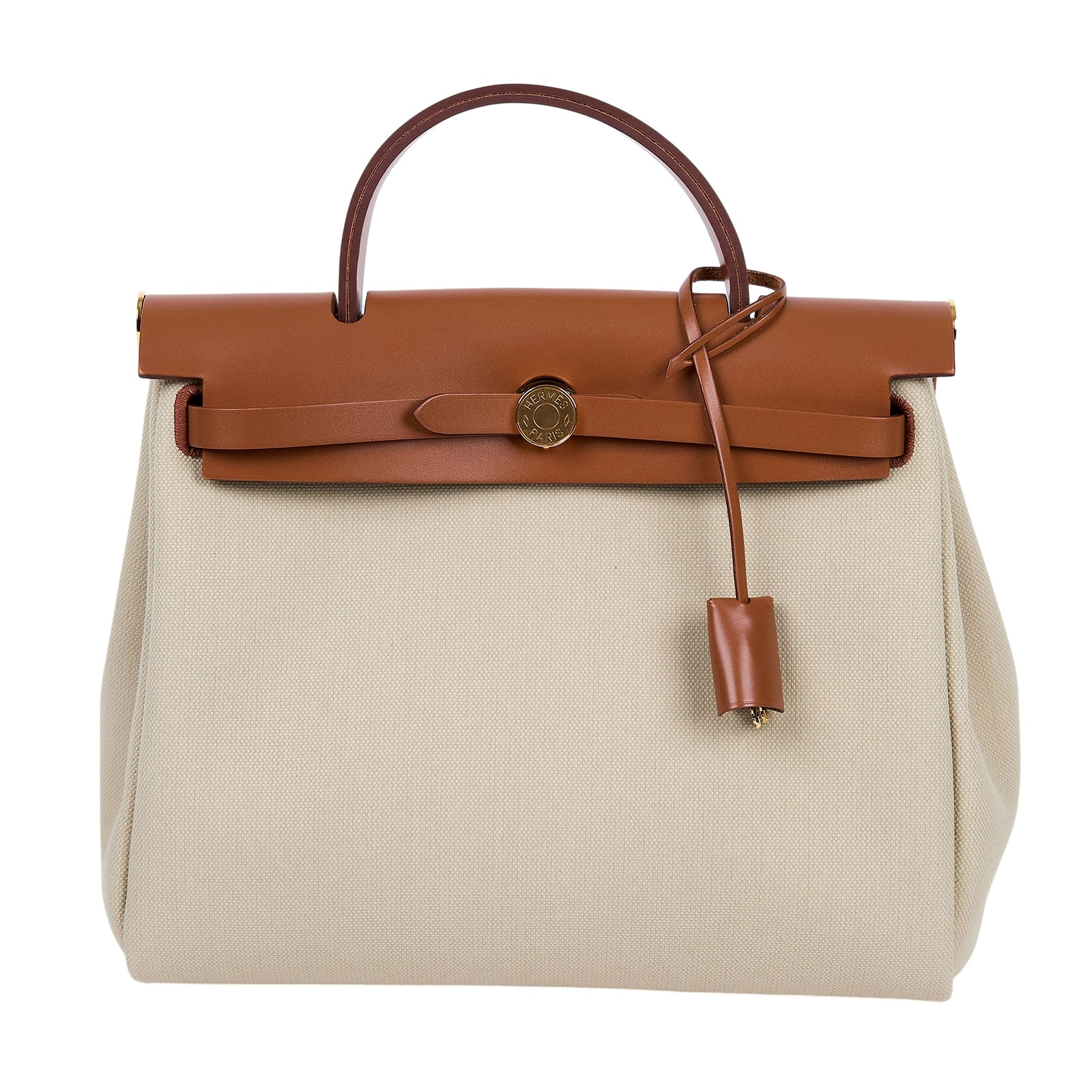 愛馬仕 Hermes Herbag Zip 31 HER31 B刻 金棕拼米白帆布HERBAG31 原廠盒子/防塵袋/鎖組