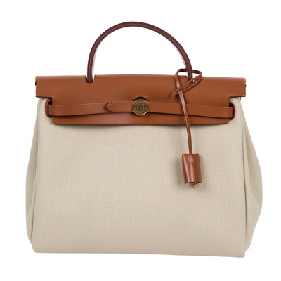 愛馬仕 Hermes Herbag Zip 31 HER31 B刻 金棕拼米白帆布HERBAG31 原廠盒子/防塵袋/鎖組