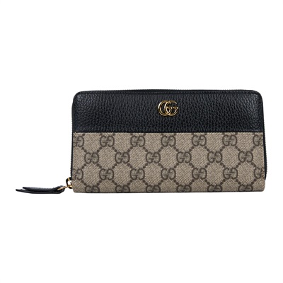 古馳 GUCCI GG Marmont 長夾 錢包 456117 AAE5E 黑拼原花拉鍊長夾 原廠盒子/防塵袋