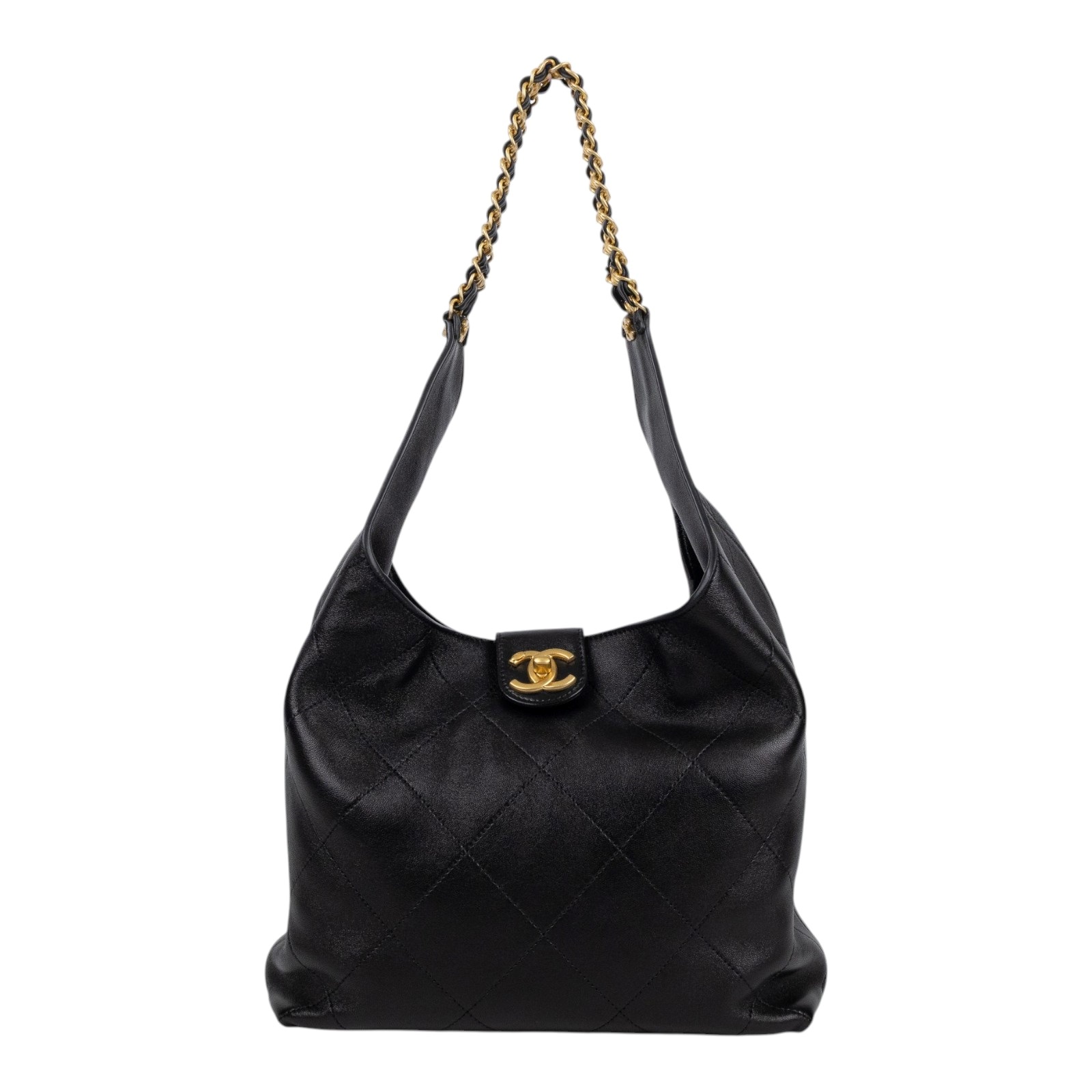 香奈兒 CHANEL Hobo 流浪包 肩背包 腋下包 AS5425 晶片款 黑羊金釦Hobo肩背包 防塵袋