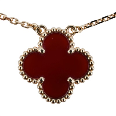 梵克雅寶 Van Cleef & Arpels Vintage Alhambra 吊墜 小型 VCARD38500 YG 紅玉隨項鍊 原廠盒子/防塵袋/保書