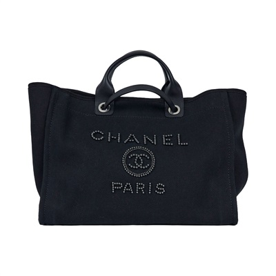 香奈兒 CHANEL 海灘包 大型  　29開黑珍珠大海灘包 原廠盒子/保證卡