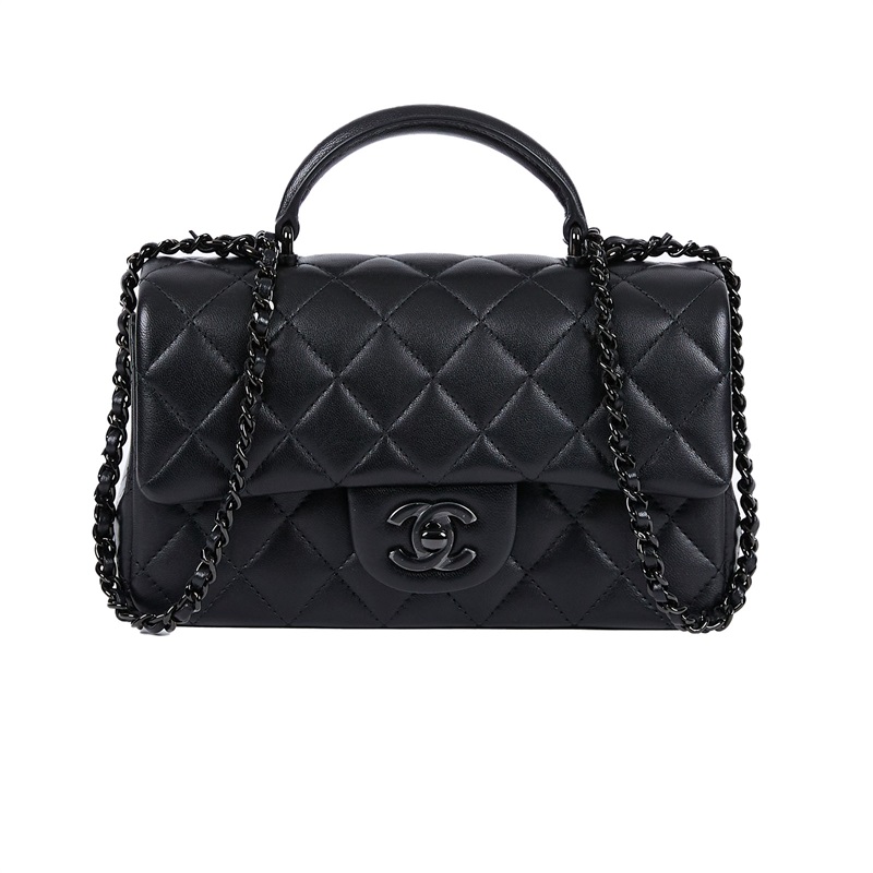 香奈兒 CHANEL Coco 20  Handle 肩背 斜背 迷你 口蓋包 AS2431 晶片款 SO BLACK HANDLE COCO20 防塵袋/原廠盒子/保證卡