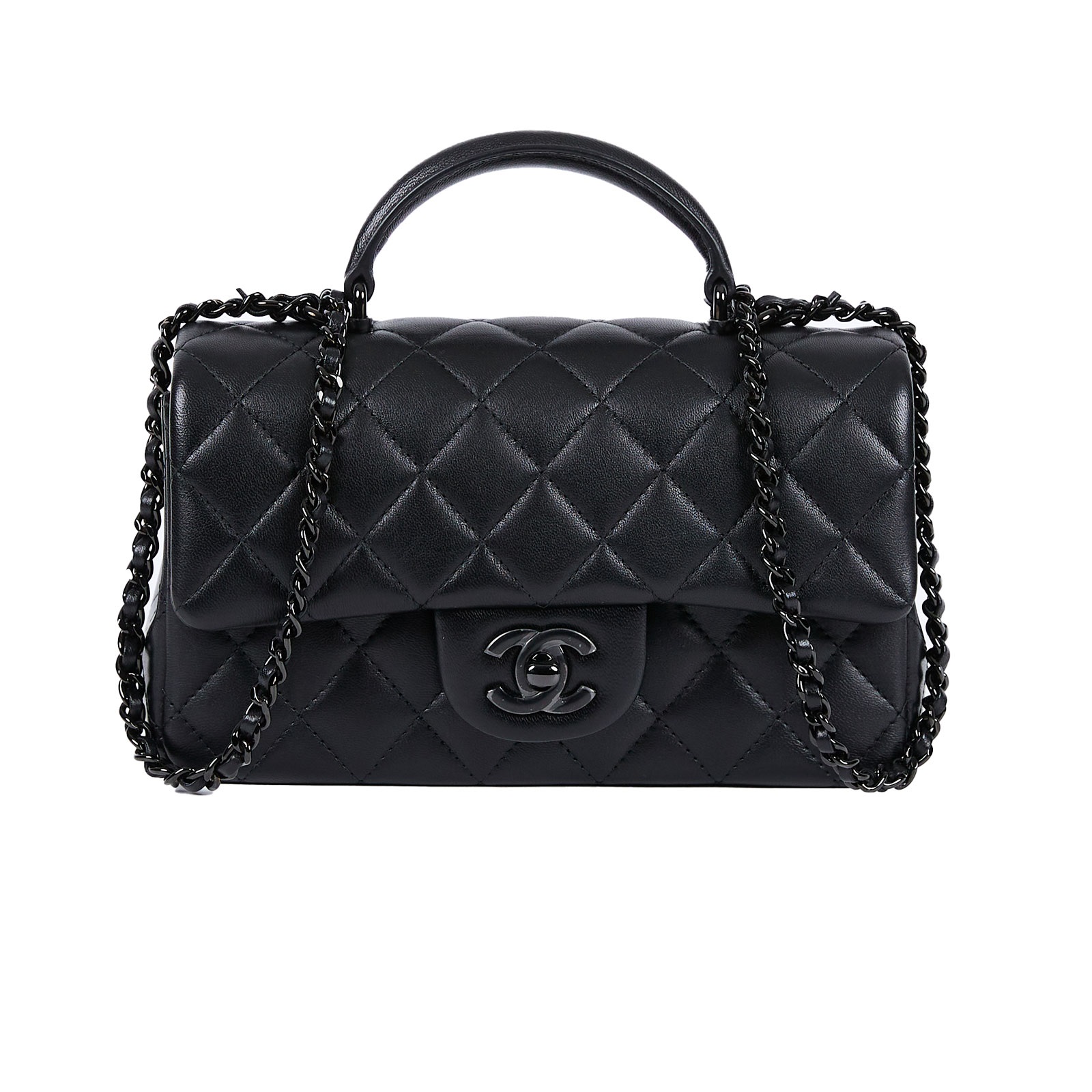 香奈兒 CHANEL Coco 20  Handle 肩背 斜背 迷你 口蓋包 AS2431 晶片款 SO BLACK HANDLE COCO20 防塵袋/原廠盒子/保證卡