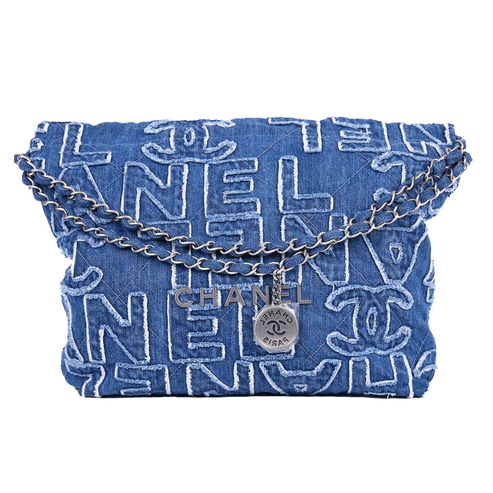 香奈兒 CHANEL 22 小型 束口包  晶片款 牛仔字母22 小號 防塵袋/原廠盒子