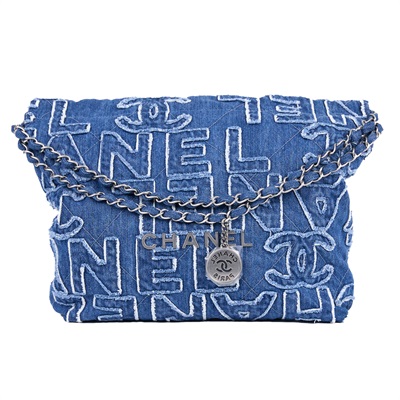 香奈兒 CHANEL 22 小型 束口包  晶片款 牛仔字母22 小號 防塵袋/原廠盒子