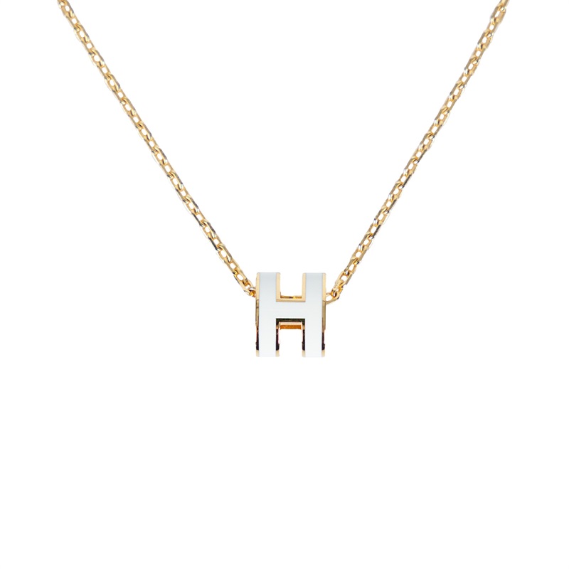愛馬仕 Hermes Mini Pop H 墜飾 POPHPMINI ST 02 34 白MINI POP H項鍊 原廠盒子/防塵袋