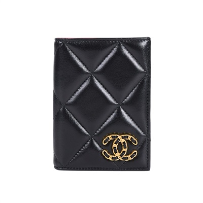 香奈兒 CHANEL 19 菱格紋 護照套 AP3363 晶片款 黑19護照夾 防塵袋/原廠盒子